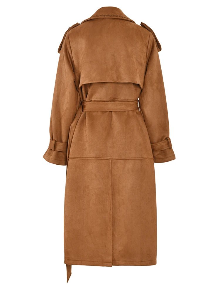 Decorative Lapel Topstitch Loose Coat