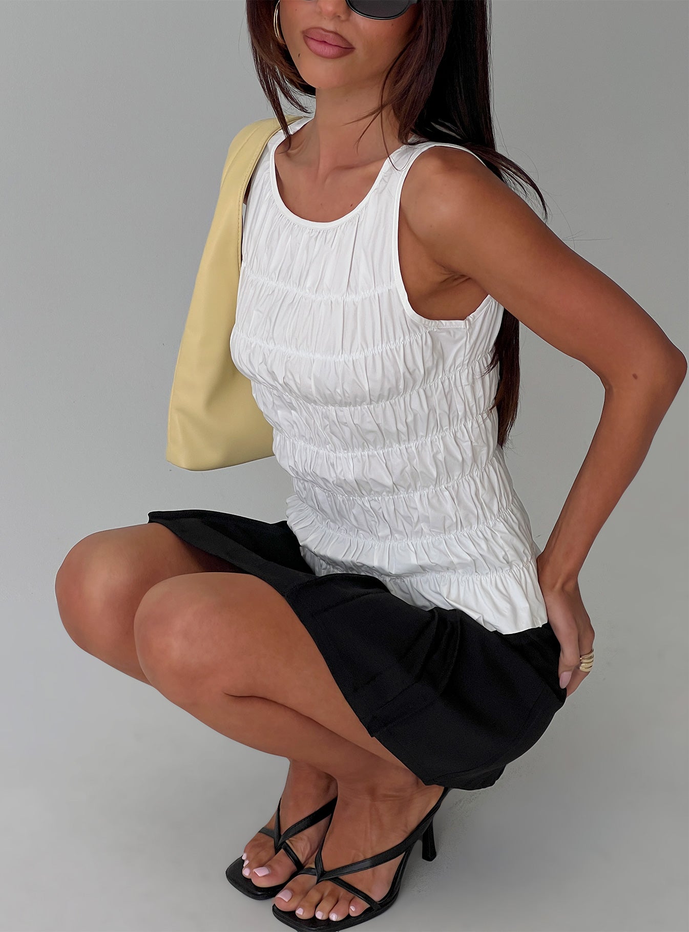 Marleene Shirred Top White