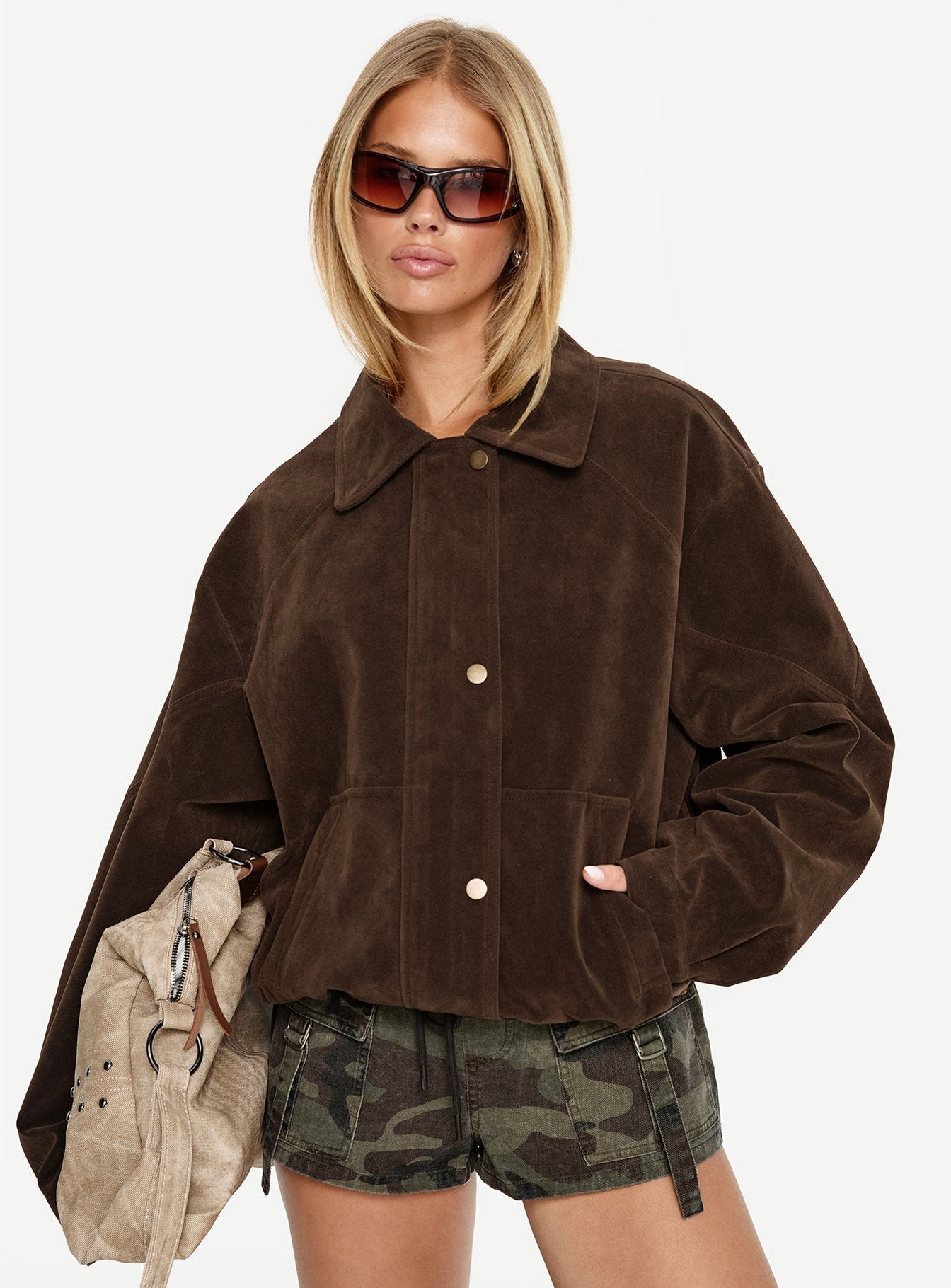 Jaxton Faux Suede Jacket Chocolate