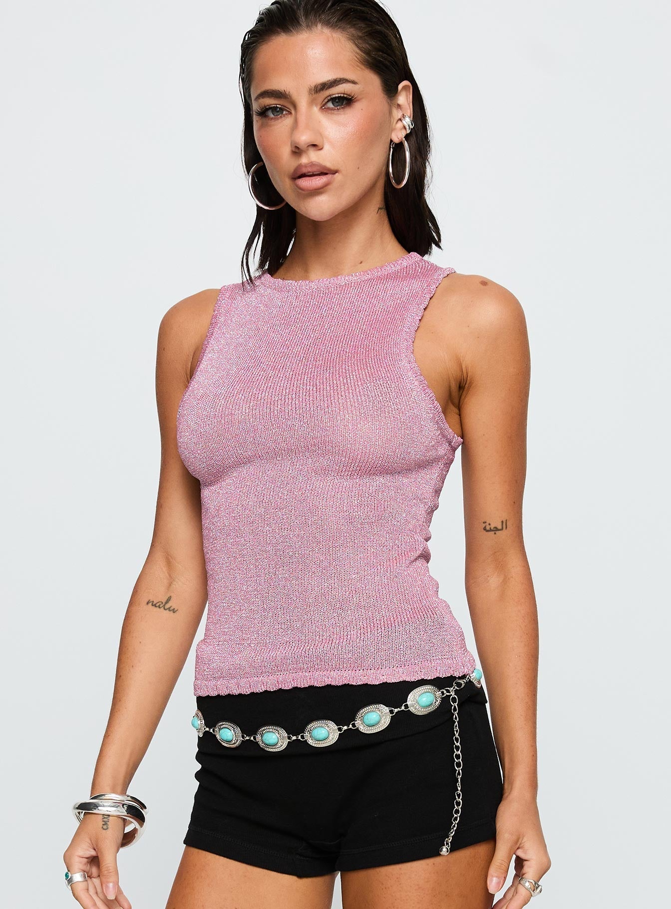 No Pretending Top Pink Glitter