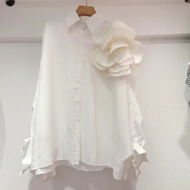 3D Flower Long Lantern Sleeves Shirt