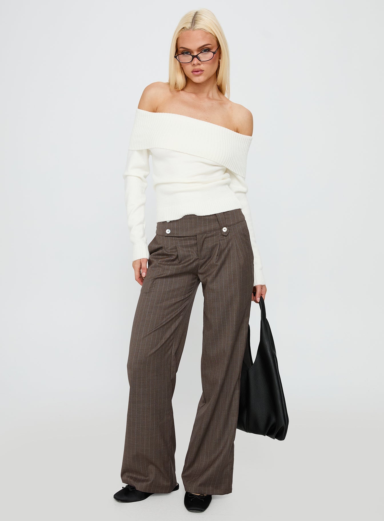 One For Me Off The Shoulder Jumper White