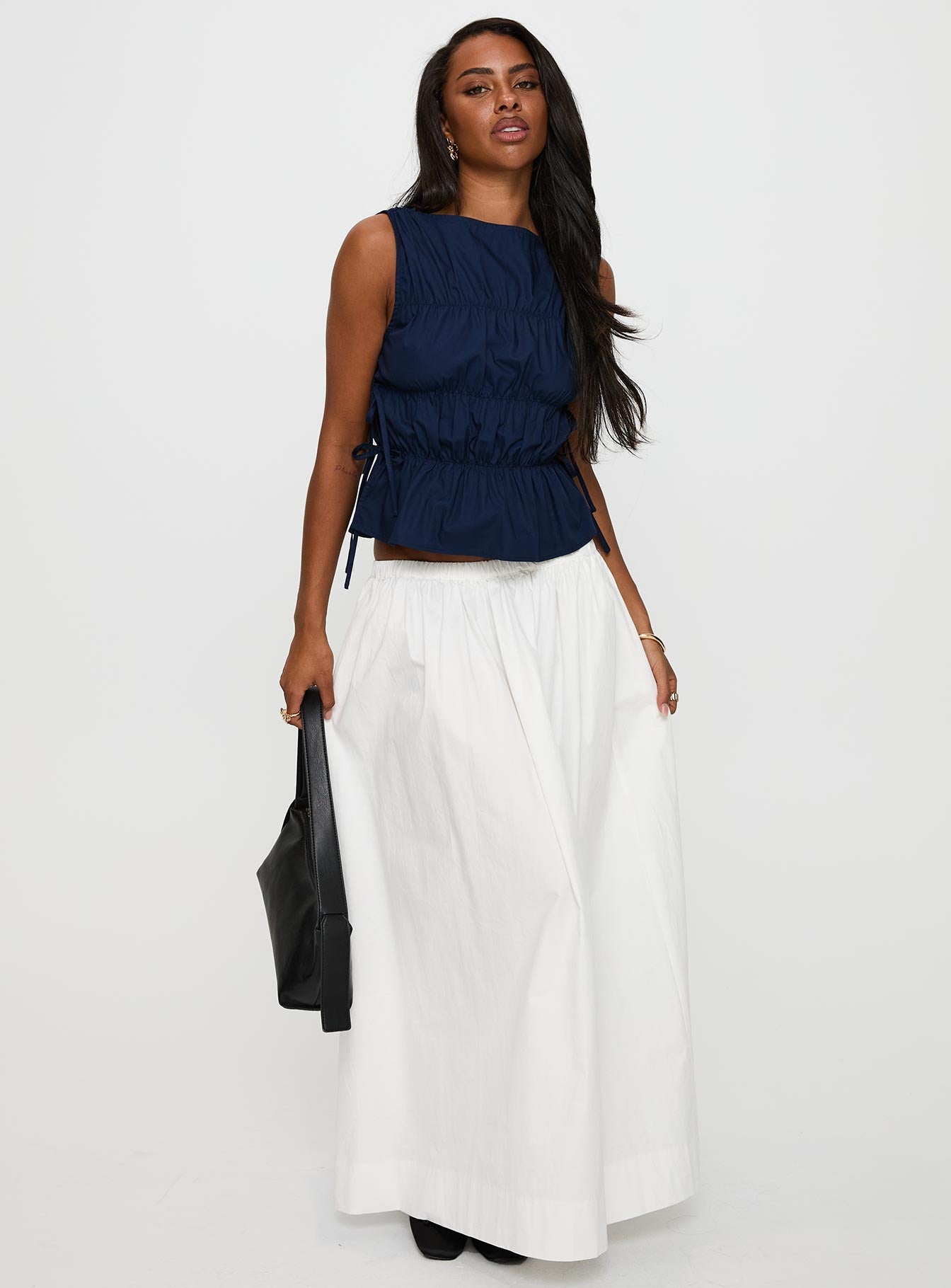 Endless Summers Tie Side Top Navy