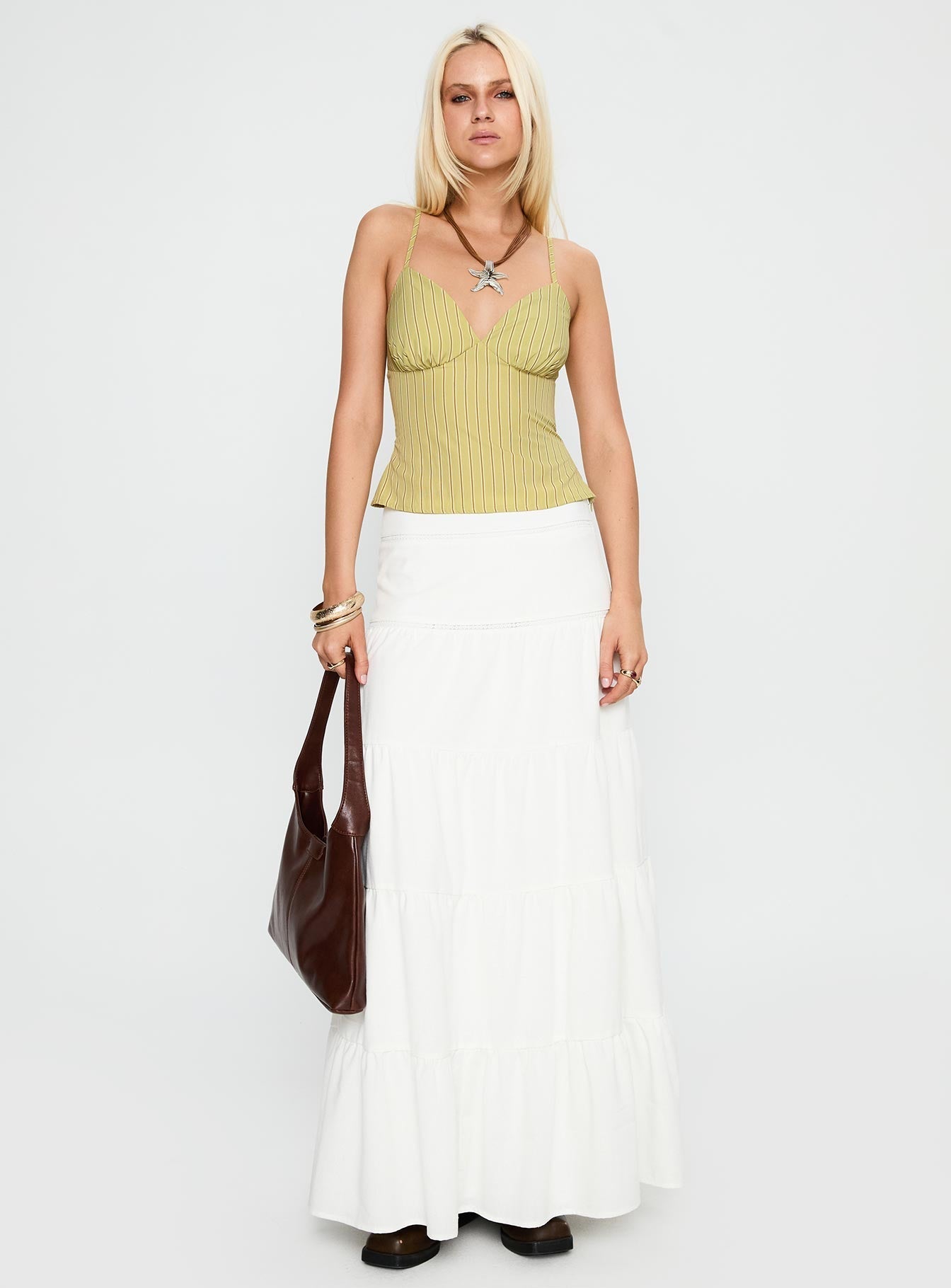 Lucky Babe Cami Top Sage Stripe