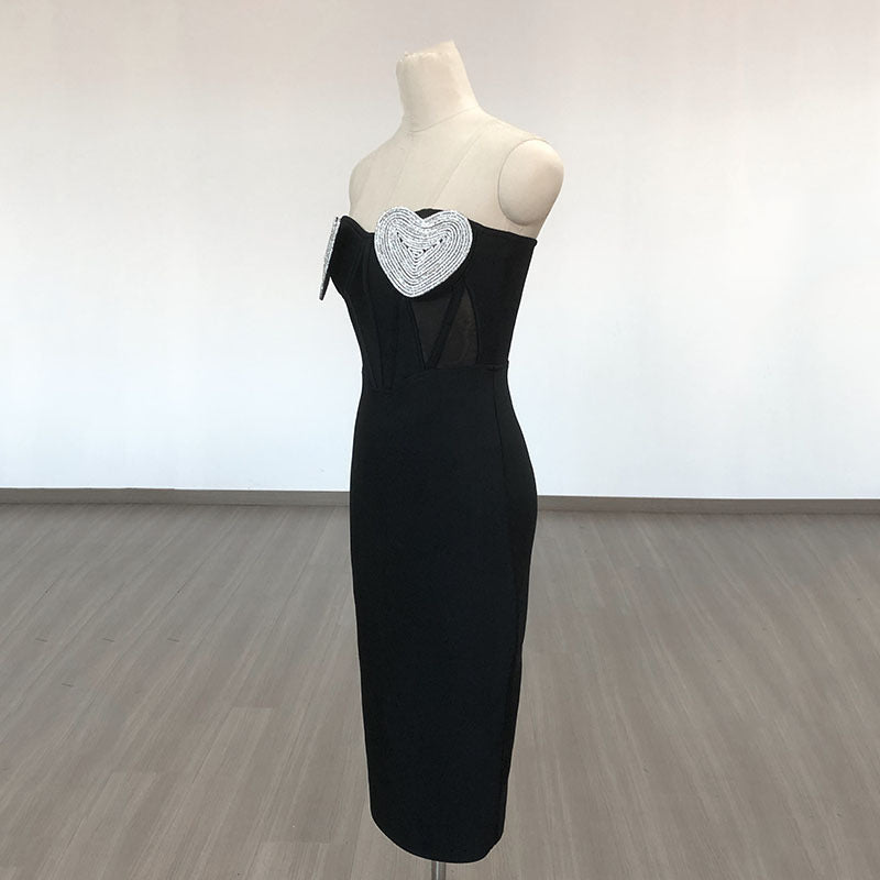 Heart Chest Diamond Dew Backpack Hip Bandage Dress
