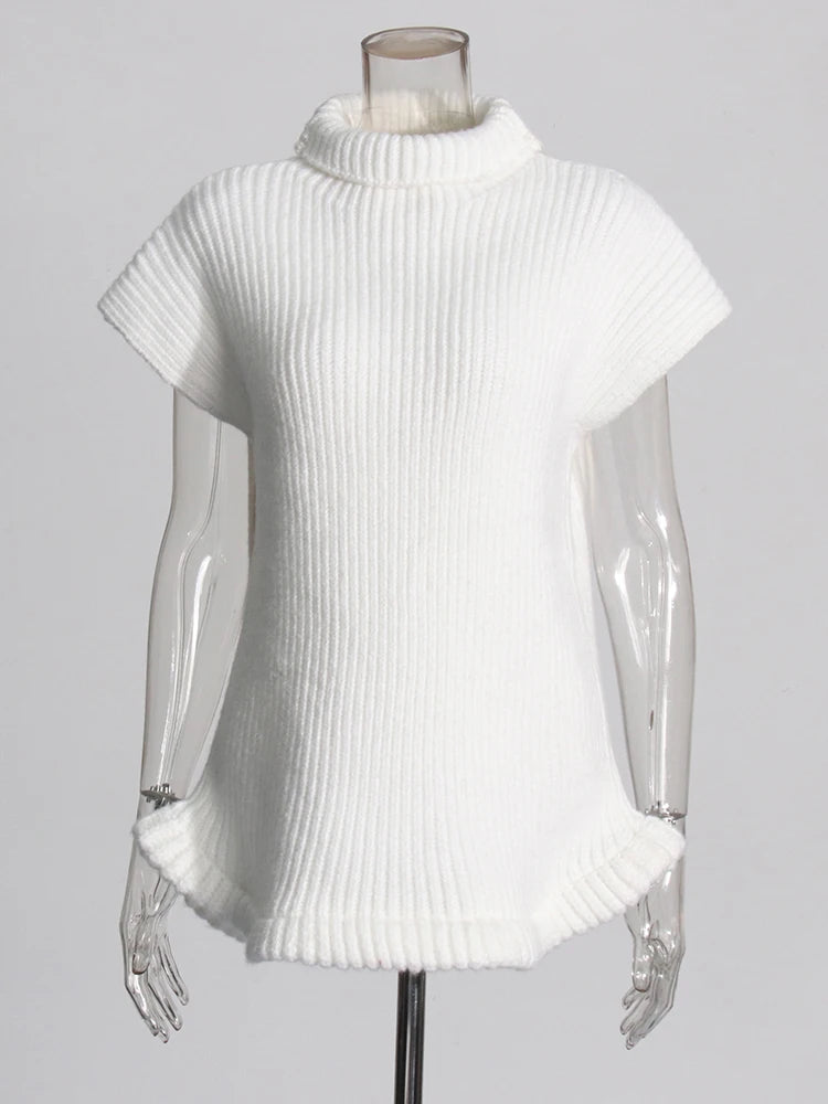 Elegant Turtleneck Sleeveless Knitted Top