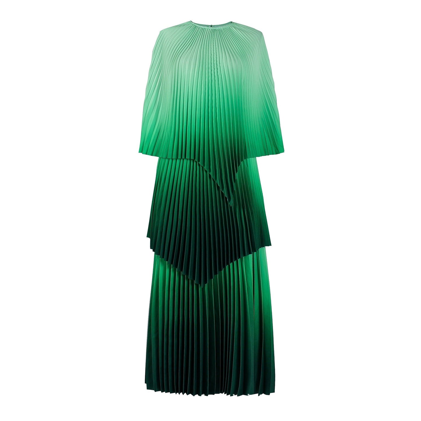 Gradient Color Shawl Top Pleated Loose Dress