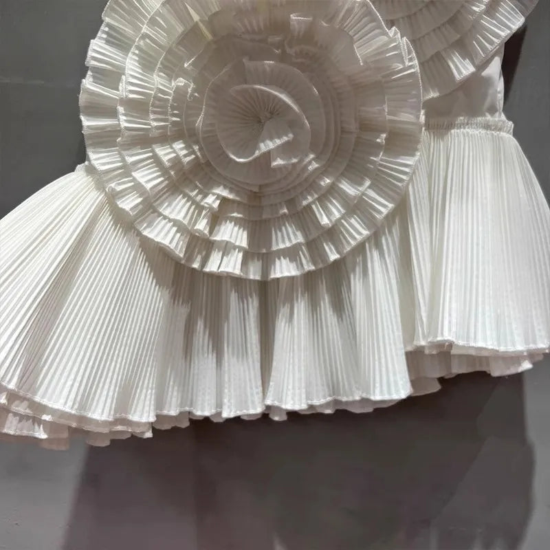 3D Floral Pleated Tube Top