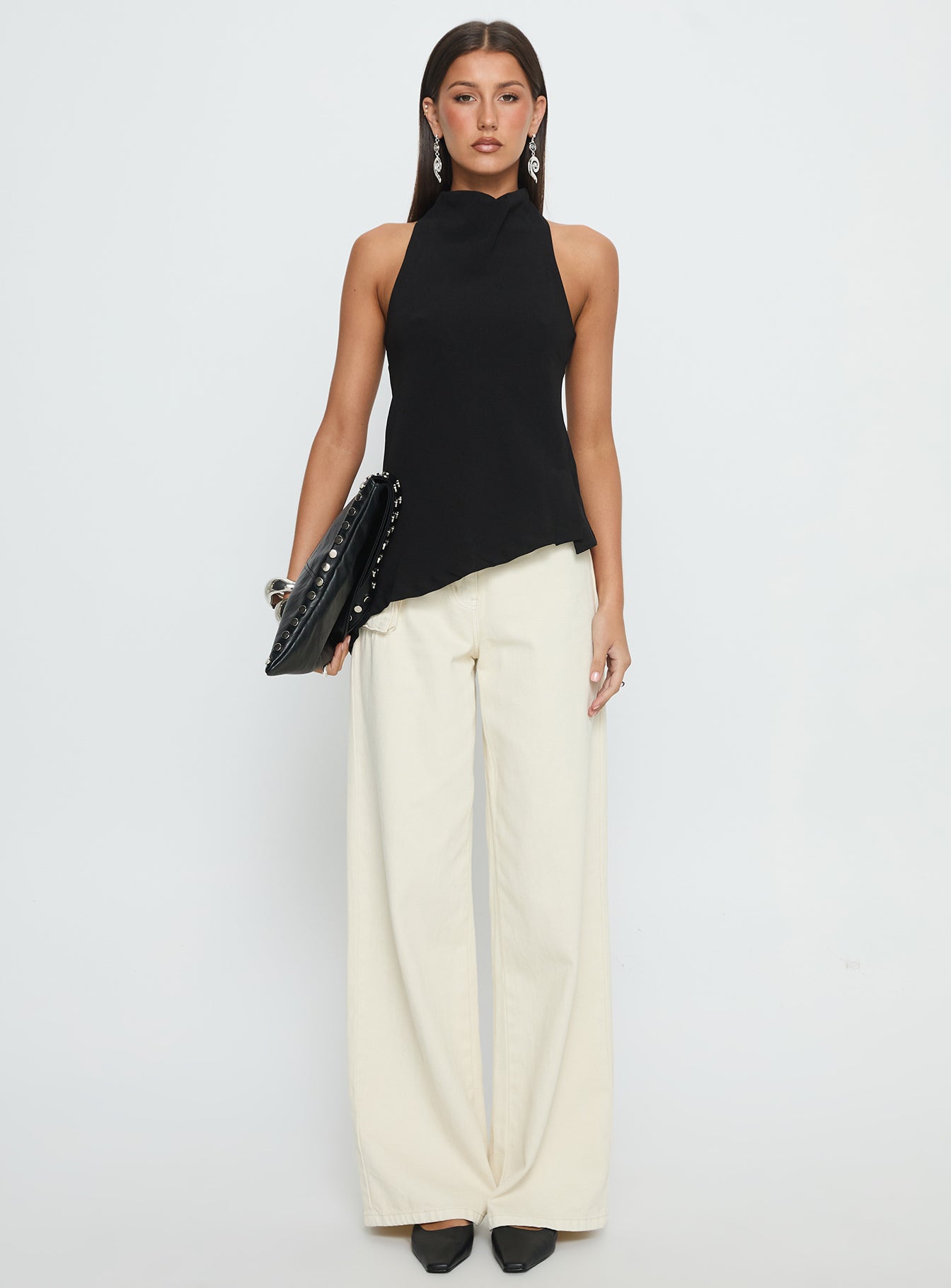 Days Get Dark Asymmetrical Top Black