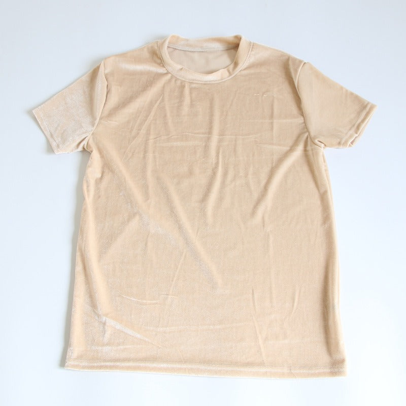 Casual Solid Velvet T-Shirt