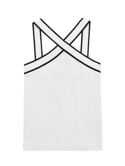 Contrast Lined Sleeveless Knitted  Top