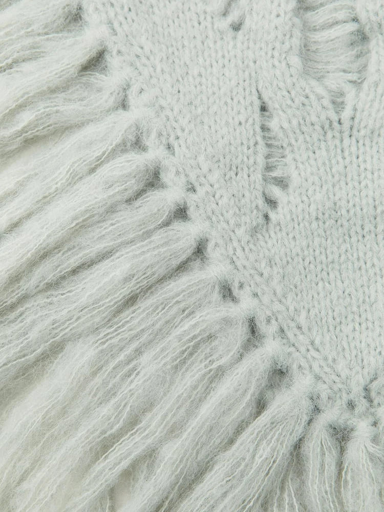 Fringed Knitted Cropped  Bib Top