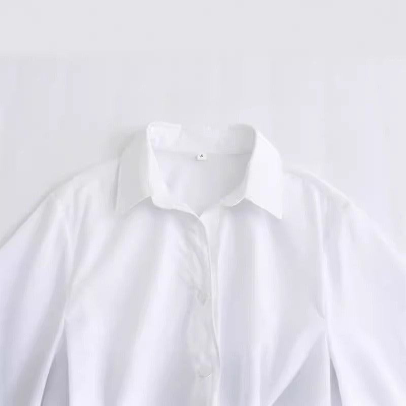 Kimono-Like Collar Back Bow Shirt