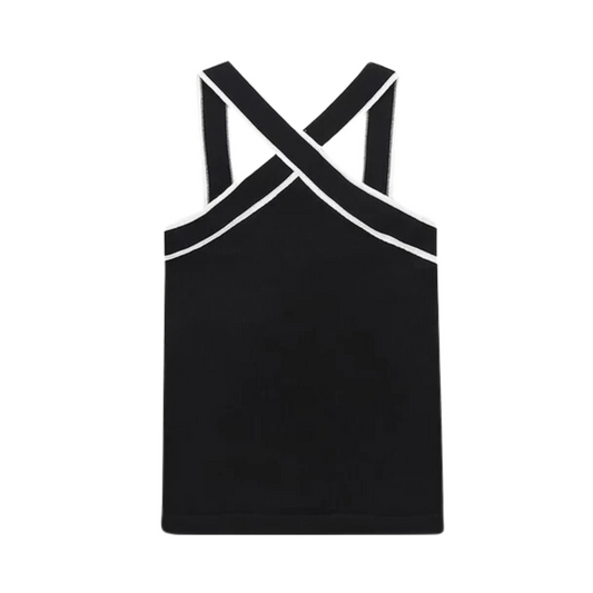 Contrast Lined Sleeveless Knitted  Top
