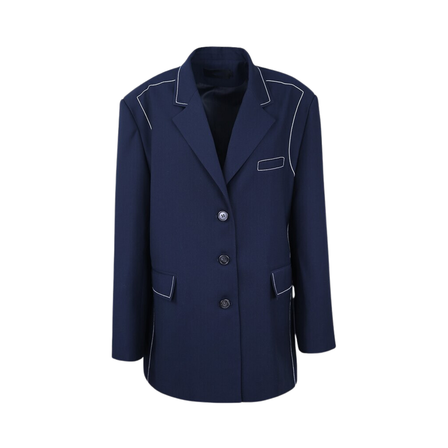 Contrast Topstitch Loose Fit Blazer