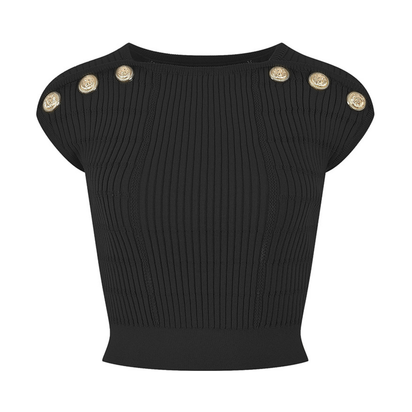 Button Detailed Ribbed Crop Top