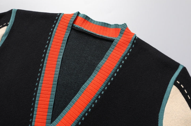 Comic Effect Topstitch Knit Cardigan