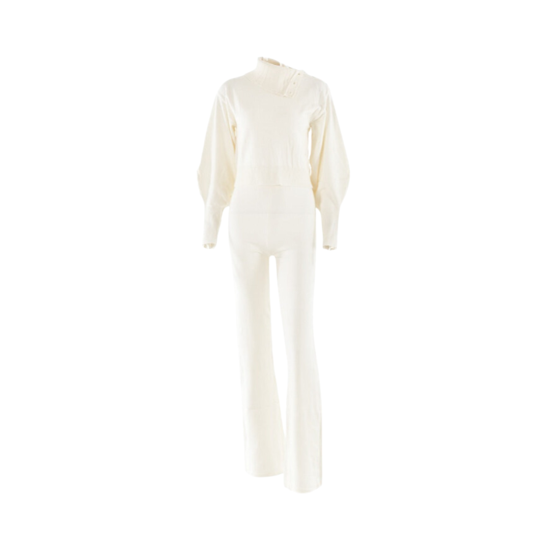 Chic Flip Collar Batwing Sleeve Cozy Knitted Top + Pants Set