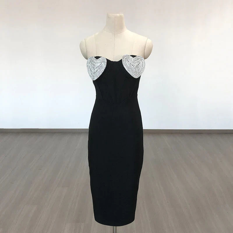 Heart Chest Diamond Dew Backpack Hip Bandage Dress
