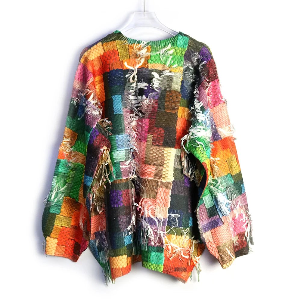 Color Palette Frilly Plaid Sweater