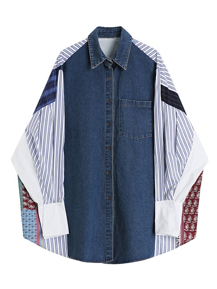 Denim Patchwork Top
