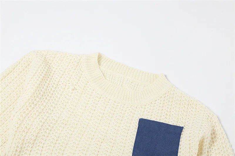 Denim Pocket Knit Top+Skirt Set