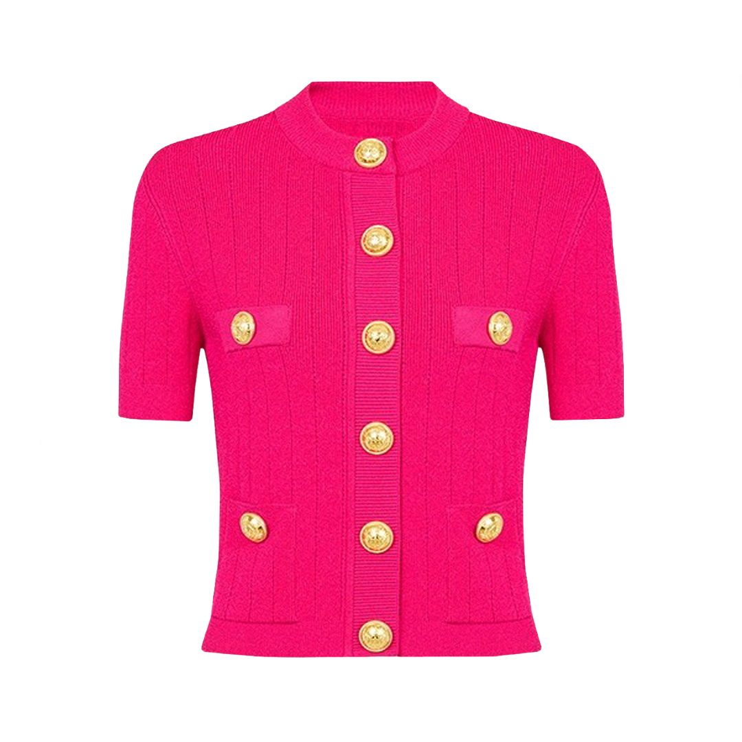 Knitted Short Sleeve Round Neck Woolen Top