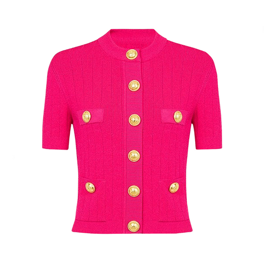 Knitted Short Sleeve Round Neck Woolen Top