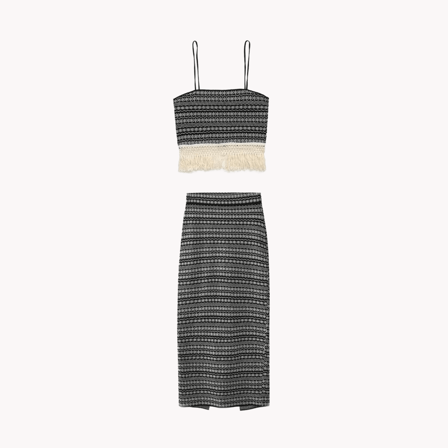 Jacquard Knitted Top and Skirt Set